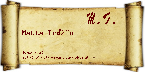 Matta Irén névjegykártya